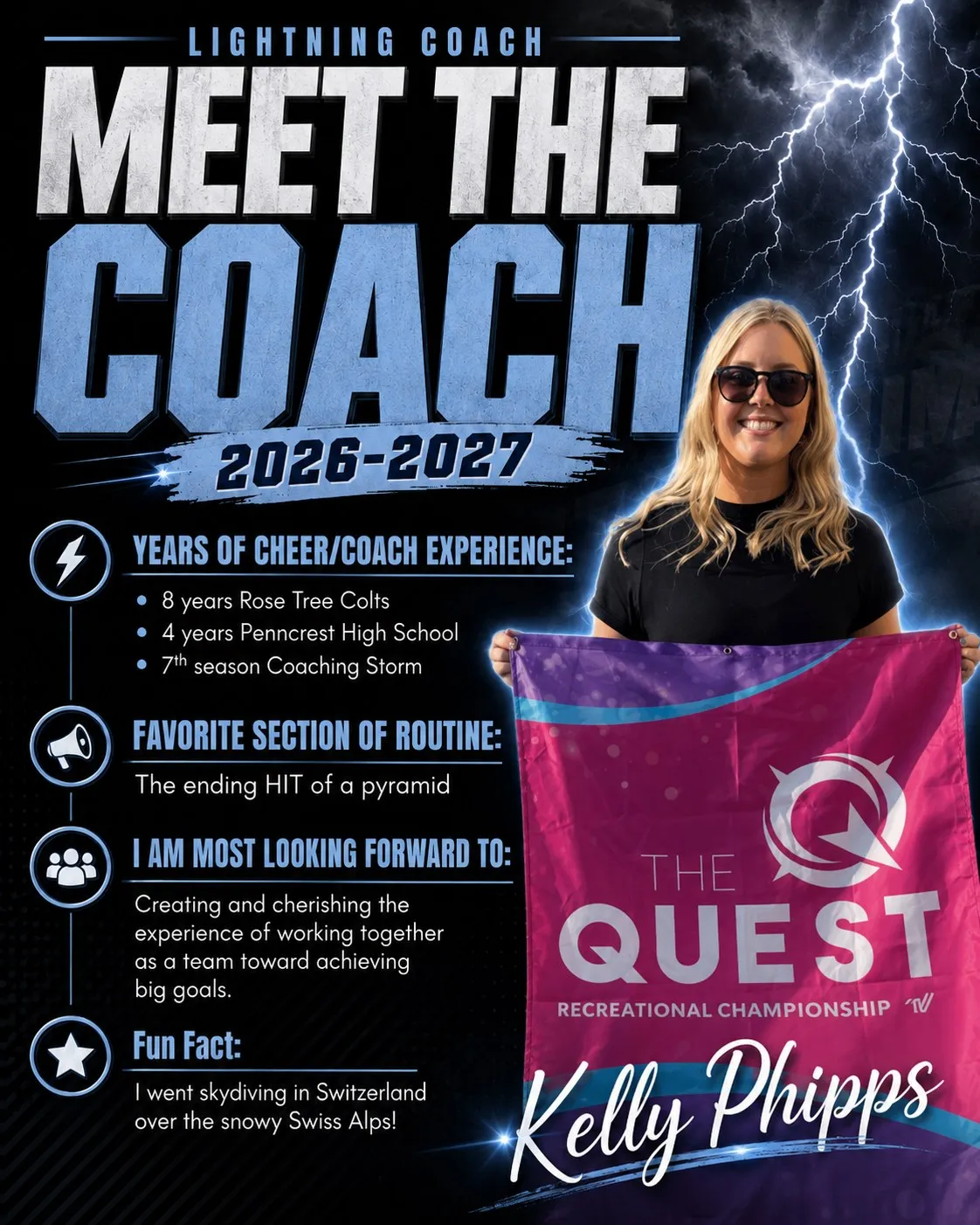 Meet the Coach 2026-2027 poster for Kelly Phipps, Lightning Coach